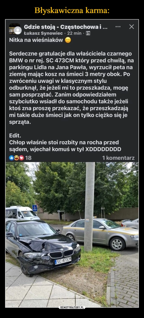 
    Błyskawiczna karma: