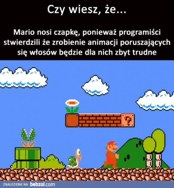 
    Dlatego Mario nosi czapkę