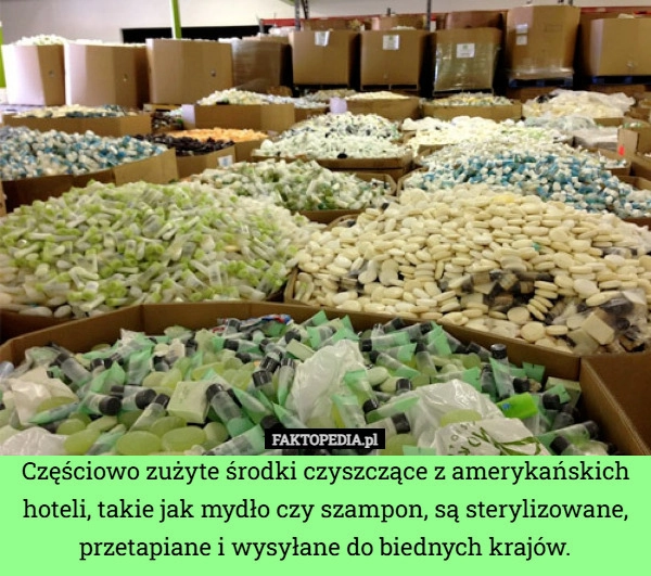 
    Częściowo zużyte środki czyszczące z amerykańskich hoteli, takie jak mydło