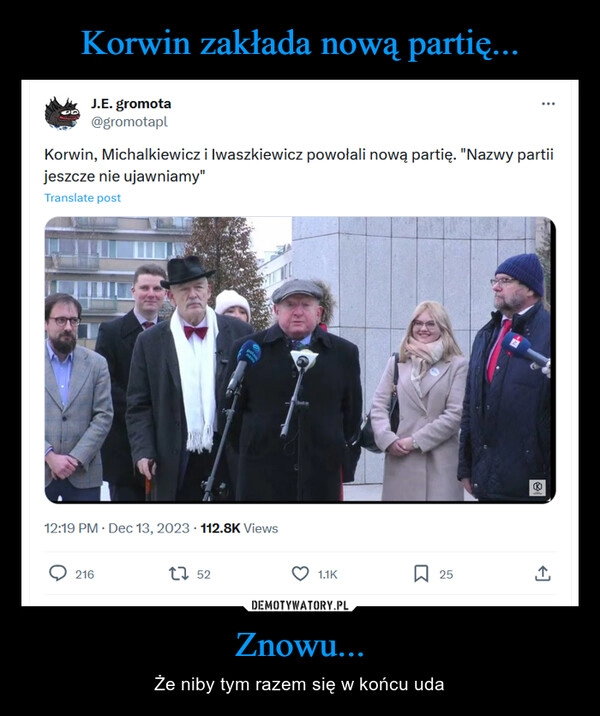 
    Korwin zakłada nową partię... Znowu...