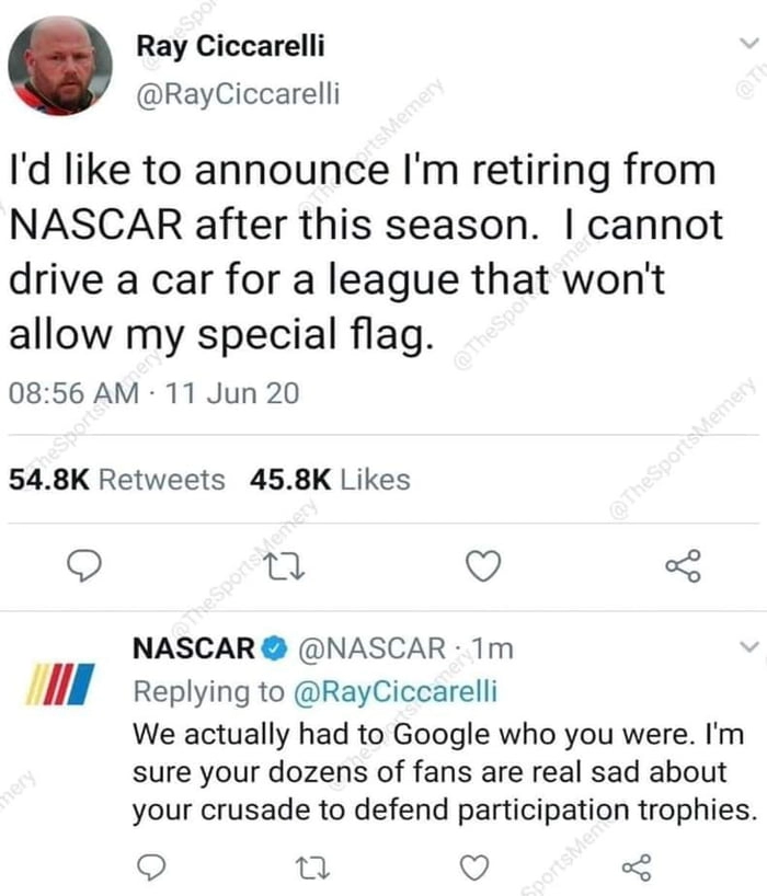 
    NASCAR with the third degree burn