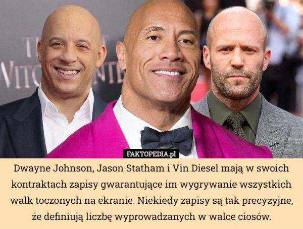 
    Dwayne Johnson, Jason Statham i Vin Diesel mają w swoich kontraktach zapisy...