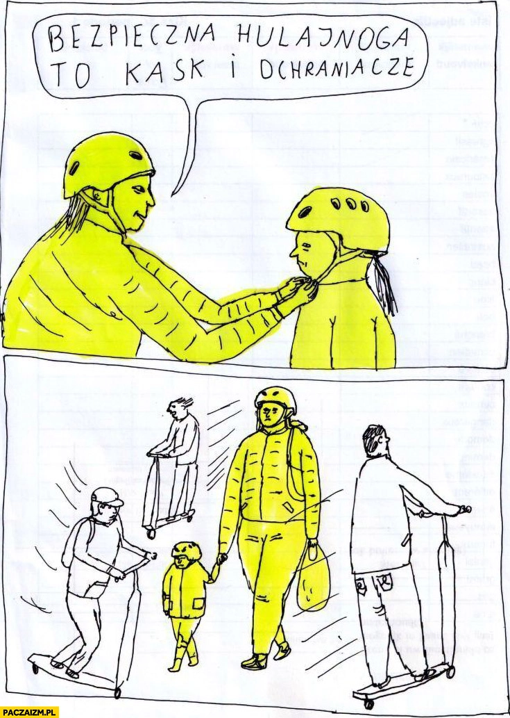 Bezpieczna hulajnoga to kask i ochraniacze idą na spacer