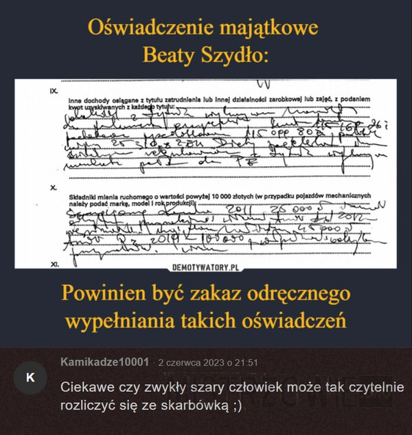 
    Oświadczenie majątkowe