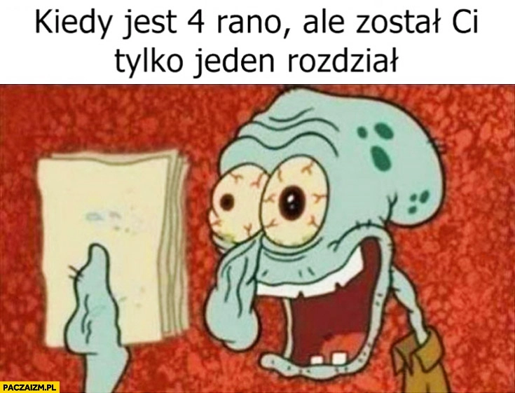 
    Kiedy jest 4 rano ale został Ci tylko jeden rozdział