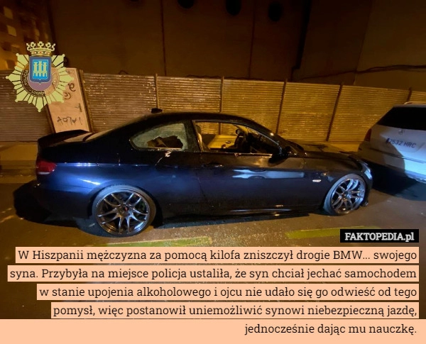 
    W Hiszpanii mężczyzna za pomocą kilofa zniszczył drogie BMW... swojego syna.