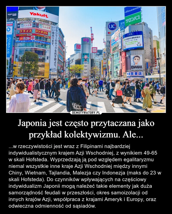 
    Japonia jest często przytaczana jako przykład kolektywizmu. Ale...