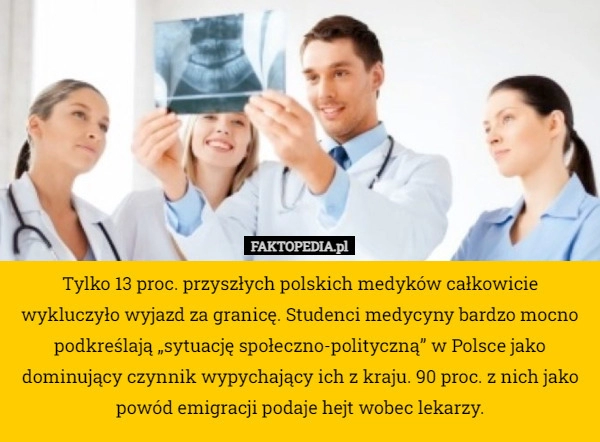 
    Tylko 13 proc. przyszłych polskich medyków całkowicie wykluczyło wyjazd