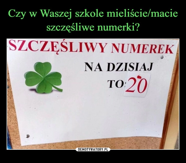 
    Czy w Waszej szkole mieliście/macie szczęśliwe numerki?