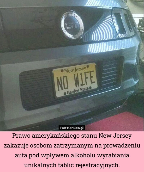
    Prawo amerykańskiego stanu New Jersey zakazuje osobom zatrzymanym na prowadzeniu