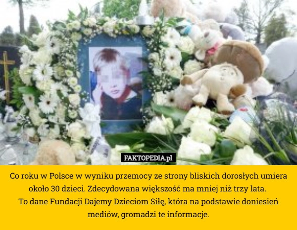 
    Co roku w Polsce w wyniku przemocy ze strony bliskich dorosłych umiera około