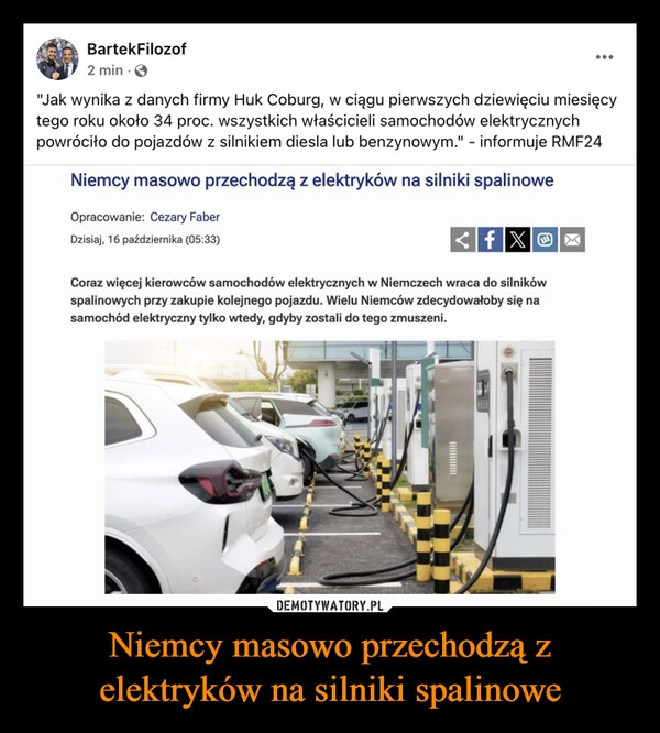 
    Niemcy masowo przechodzą z elektryków na silniki spalinowe