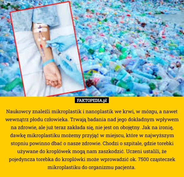 
    Naukowcy znaleźli mikroplastik i nanoplastik we krwi, w mózgu, a nawet wewnątrz