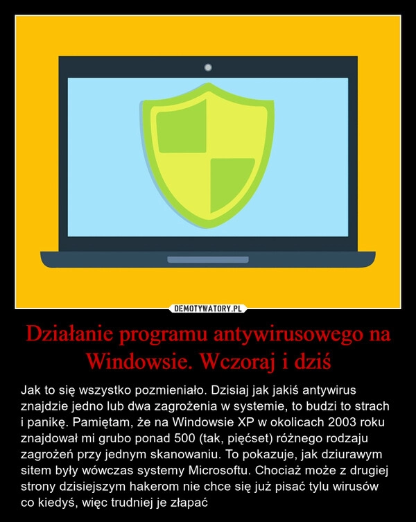 
    Działanie programu antywirusowego na Windowsie. Wczoraj i dziś