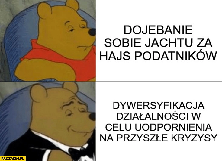
    Jacht za hajs podatników, woli dywersyfikacja działalności w celu uodpornienia na przyszłe kryzysy Kubuś Puchatek