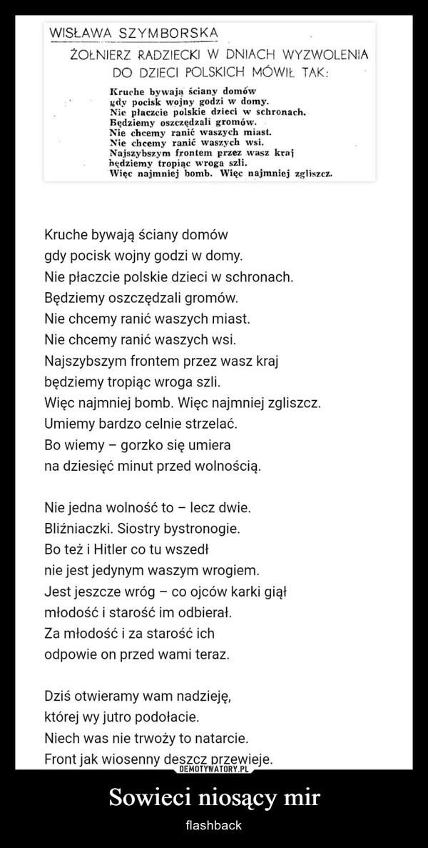 
    Sowieci niosący mir