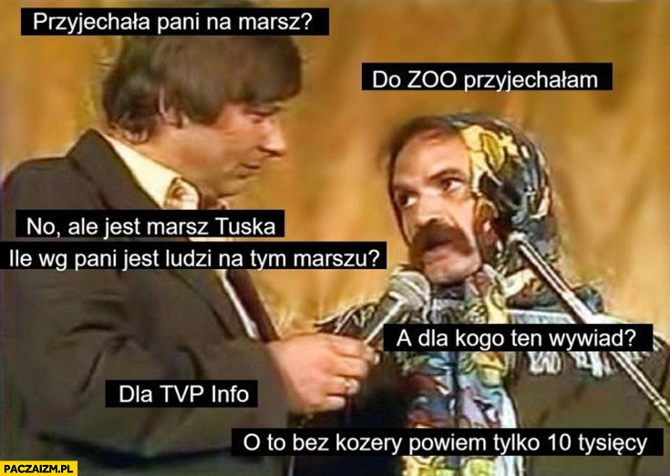 
    Przyjechała pani na marsz? Nie, do zoo, ile ludzi na marszu? 10 tysięcy