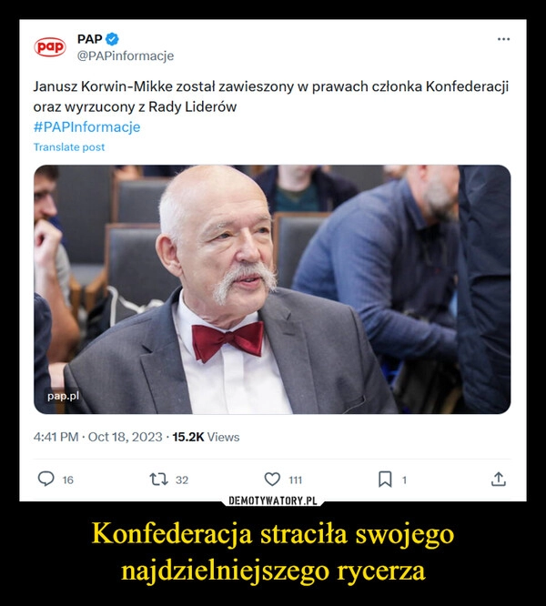 
    Konfederacja straciła swojego najdzielniejszego rycerza