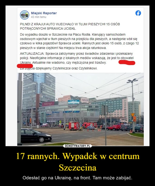 
    17 rannych. Wypadek w centrum Szczecina