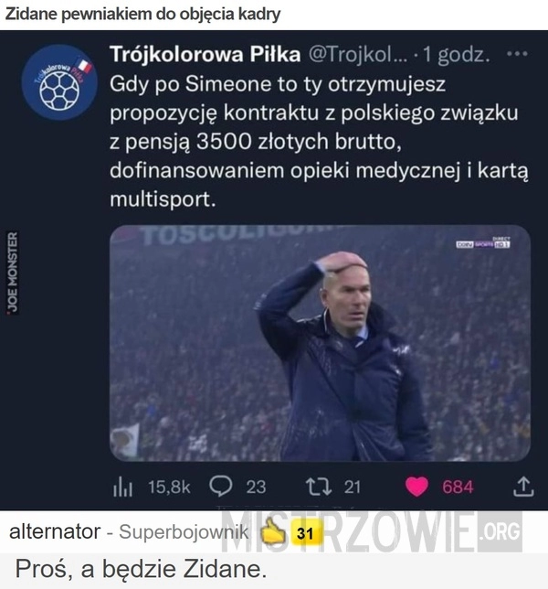 
    Zidane pewniakiem do objęcia kadry