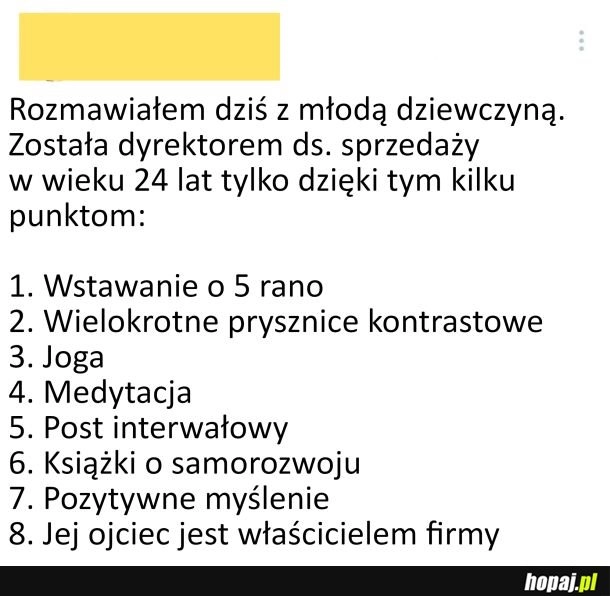 
    I ty też możesz zostać dyrektorem ds. sprzedaży jeśli będziesz się trzymał tych kilku punktów