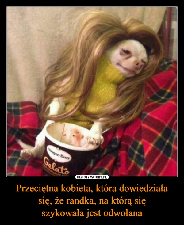 
    Przeciętna kobieta, która dowiedziała
się, że randka, na którą się
szykowała jest odwołana