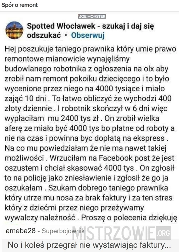 
    Spór o remont