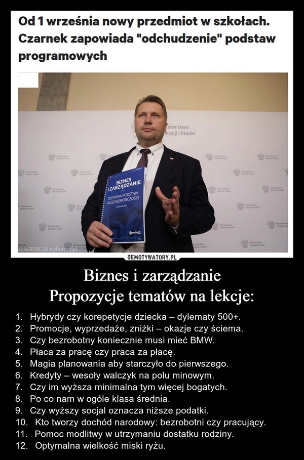 
    Biznes i zarządzanie
Propozycje tematów na lekcje: