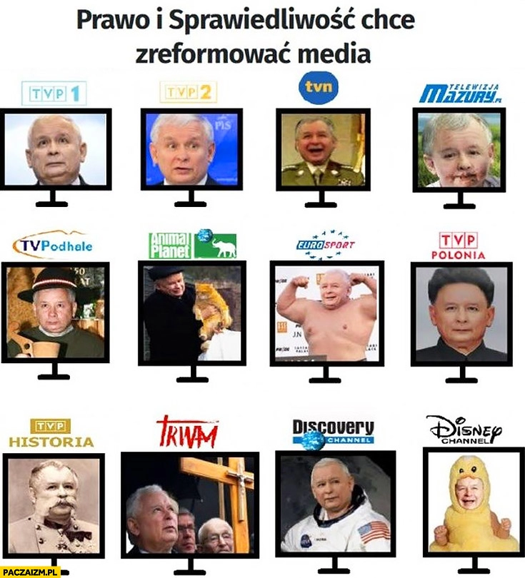 
    Prawo i Sprawiedliwość chce zreformować media Kaczyński na każdym programie