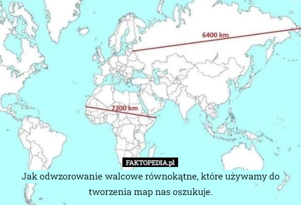 
    Jak odwzorowanie walcowe równokątne, które używamy do tworzenia map nas