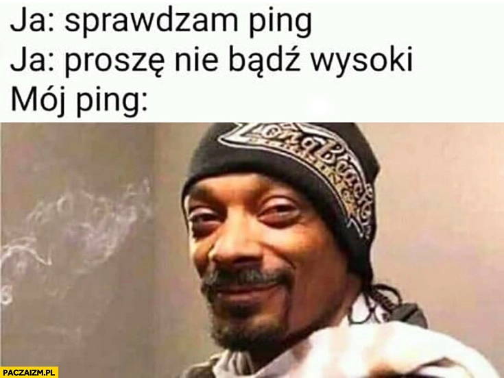 
    Ja: sprawdzam ping, ja: proszę nie bądź wysoki, mój ping: Snoop Dogg