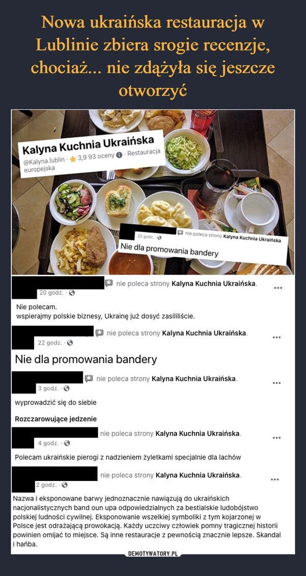 
    Nowa ukraińska restauracja w Lublinie zbiera srogie recenzje, chociaż... nie zdążyła się jeszcze otworzyć