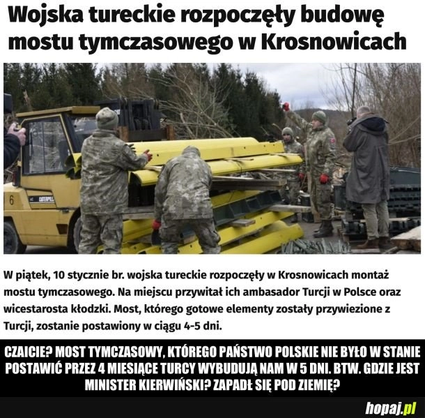 
    Turcy wybudują nam most w 5 dni