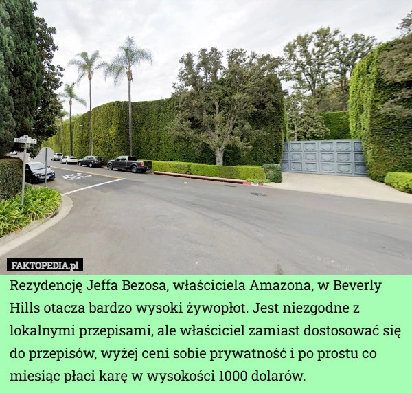 
    Rezydencję Jeffa Bezosa, właściciela Amazona, w Beverly Hills otacza bardzo