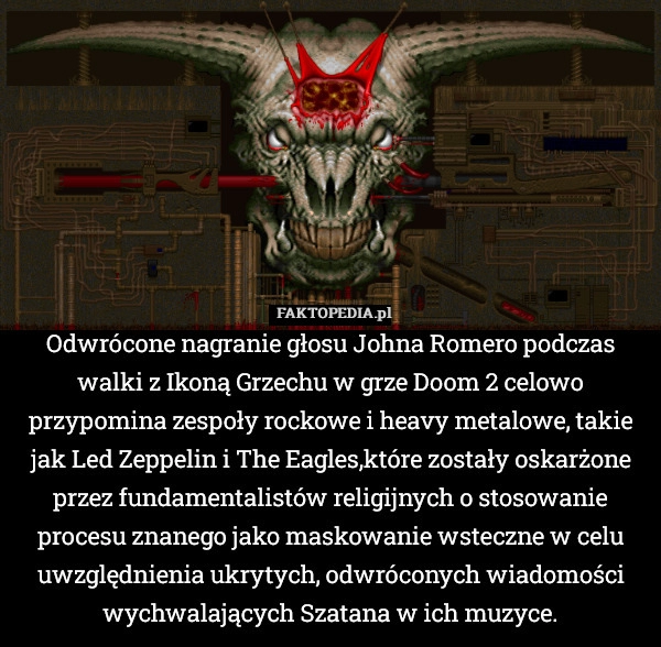 
    Odwrócone nagranie głosu Johna Romero podczas walki z Ikoną Grzechu w grze