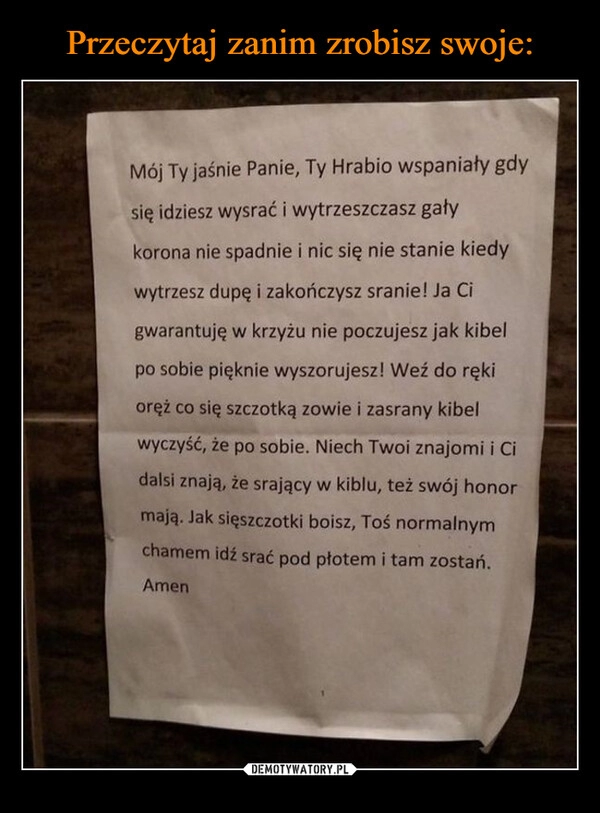 
    Przeczytaj zanim zrobisz swoje: