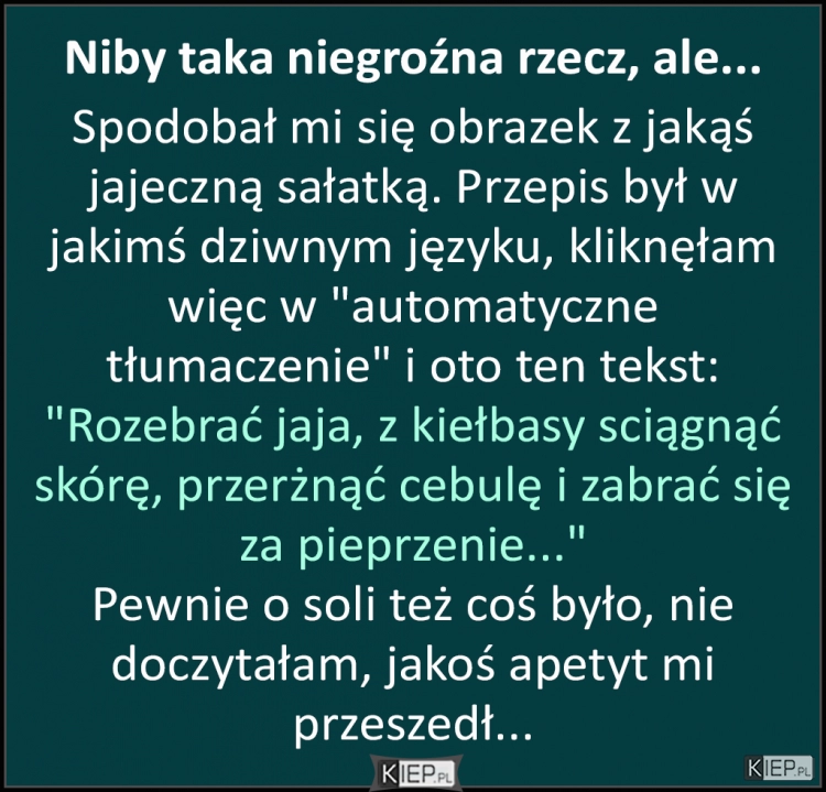 
    Spodobał mi się obrazek z jakąś jajeczną sałatką...