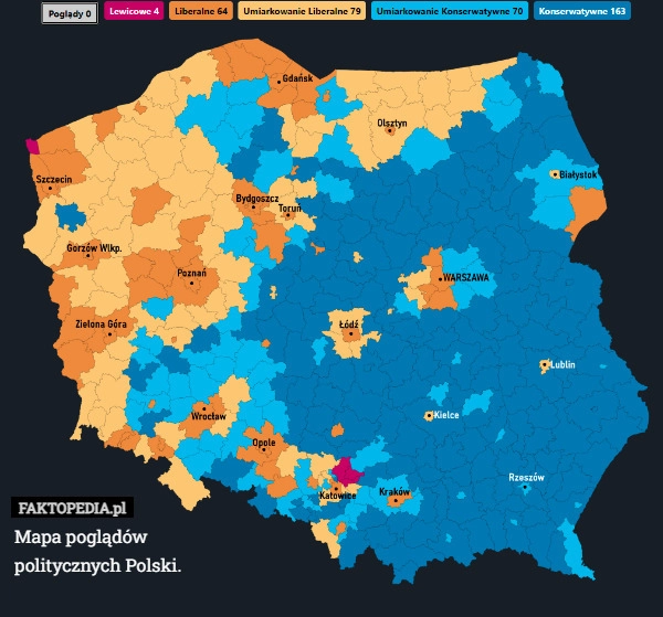 
    Mapa poglądów politycznych Polski.