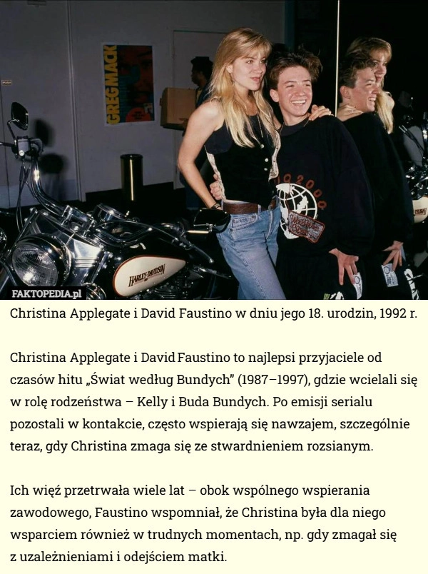 
    Christina Applegate i David Faustino w dniu jego 18. urodzin, 1992 r. Christina...
