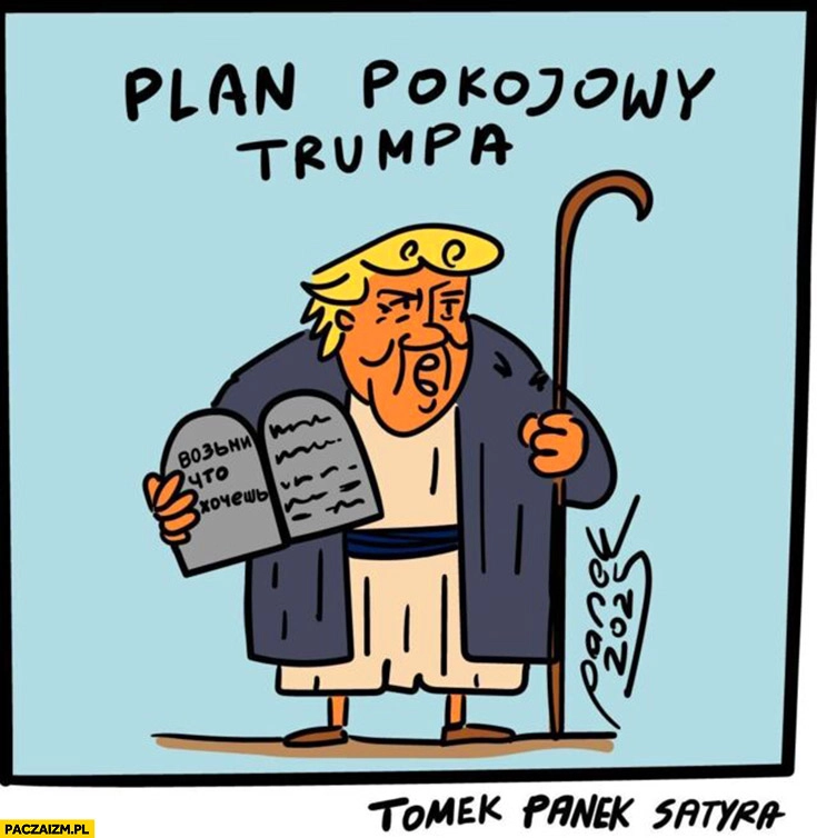
    Plan pokojowy Trumpa napisany cyrylicą po rusku Mojżesz