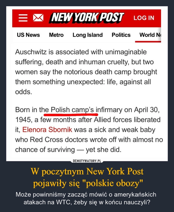 
    W poczytnym New York Post
 pojawiły się "polskie obozy"