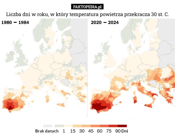 
    Liczba dni w roku, w który temperatura powietrza przekracza 30 st. C.
