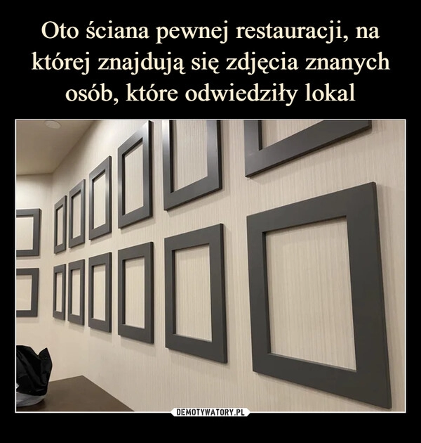 
    
Oto ściana pewnej restauracji, na której znajdują się zdjęcia znanych osób, które odwiedziły lokal 