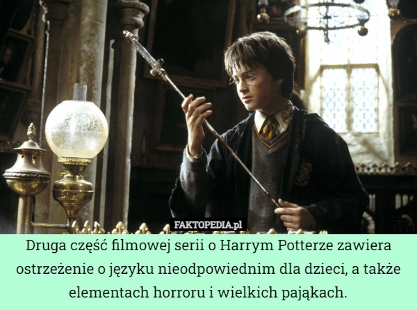 
    Druga część filmowej serii o Harrym Potterze zawiera ostrzeżenie o języku