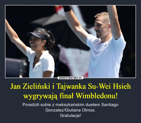 
    Jan Zieliński i Tajwanka Su-Wei Hsieh wygrywają finał Wimbledonu!