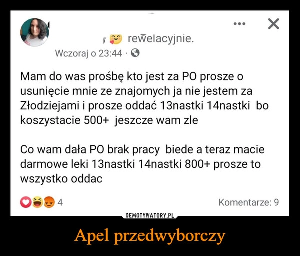 
    Apel przedwyborczy