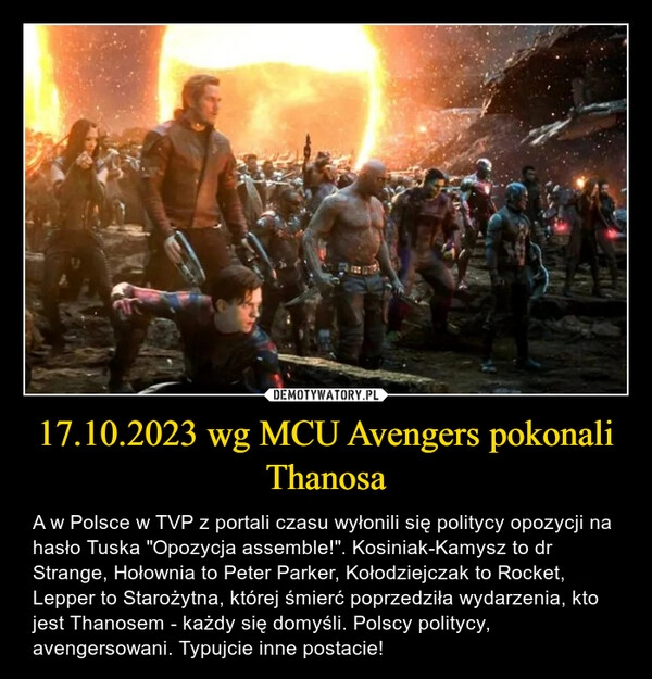 
    17.10.2023 wg MCU Avengers pokonali Thanosa