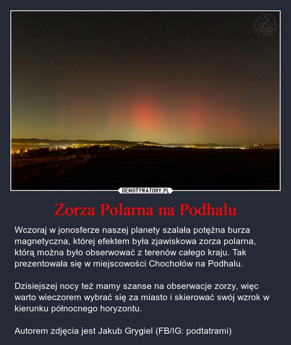 
    Zorza Polarna na Podhalu