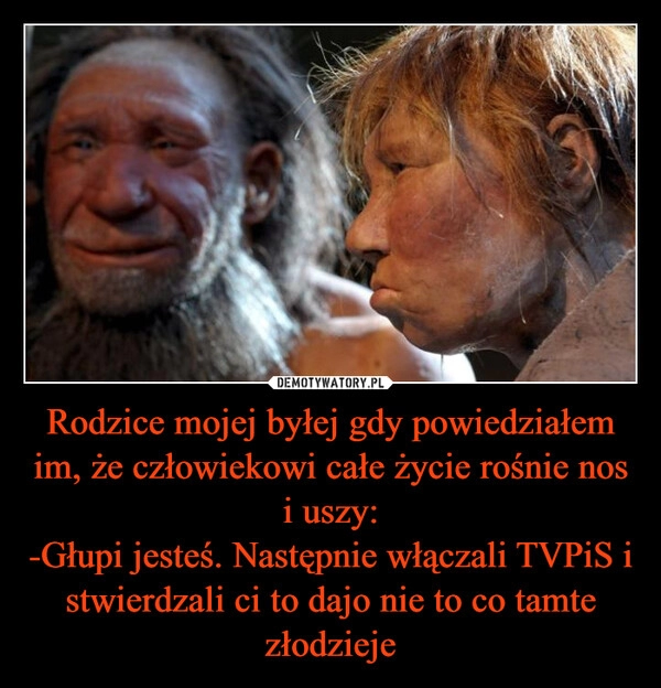 
    Rodzice mojej byłej gdy powiedziałem im, że człowiekowi całe życie rośnie nos i uszy:
-Głupi jesteś. Następnie włączali TVPiS i stwierdzali ci to dajo nie to co tamte złodzieje