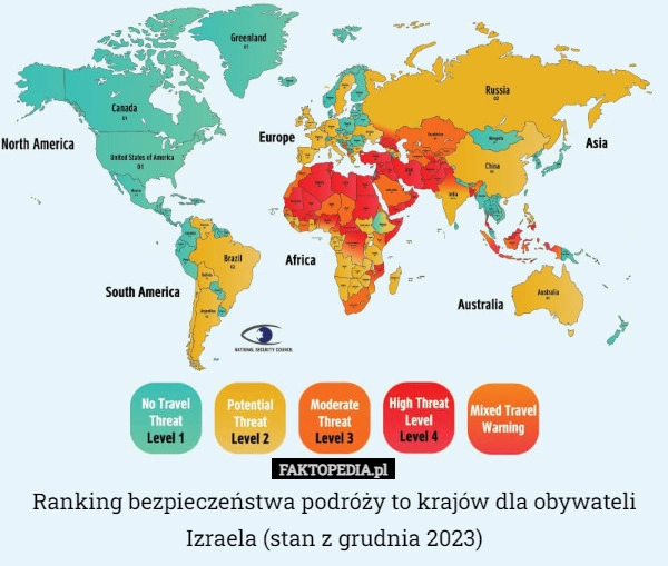 
    Ranking bezpieczeństwa podróży to krajów dla obywateli Izraela (stan z grudnia